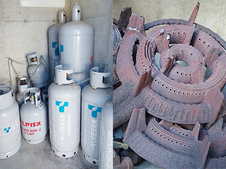 備蓄ＬＰガスと炊き出し用バーナー